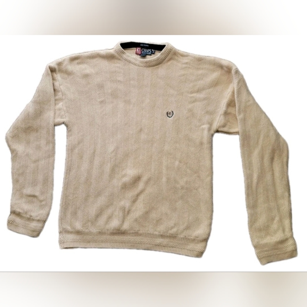 Chaps Ralph Lauren Men's Cream Hand Framed Vintage Sweater Size XL